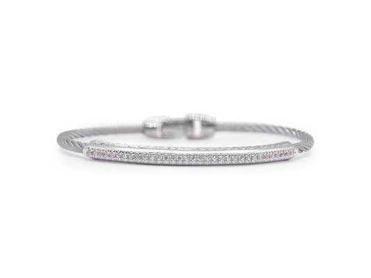 Grey Cable Channel Bar Bracelet with 18kt White Gold & Diamonds 04-32-1906-1 | D07731