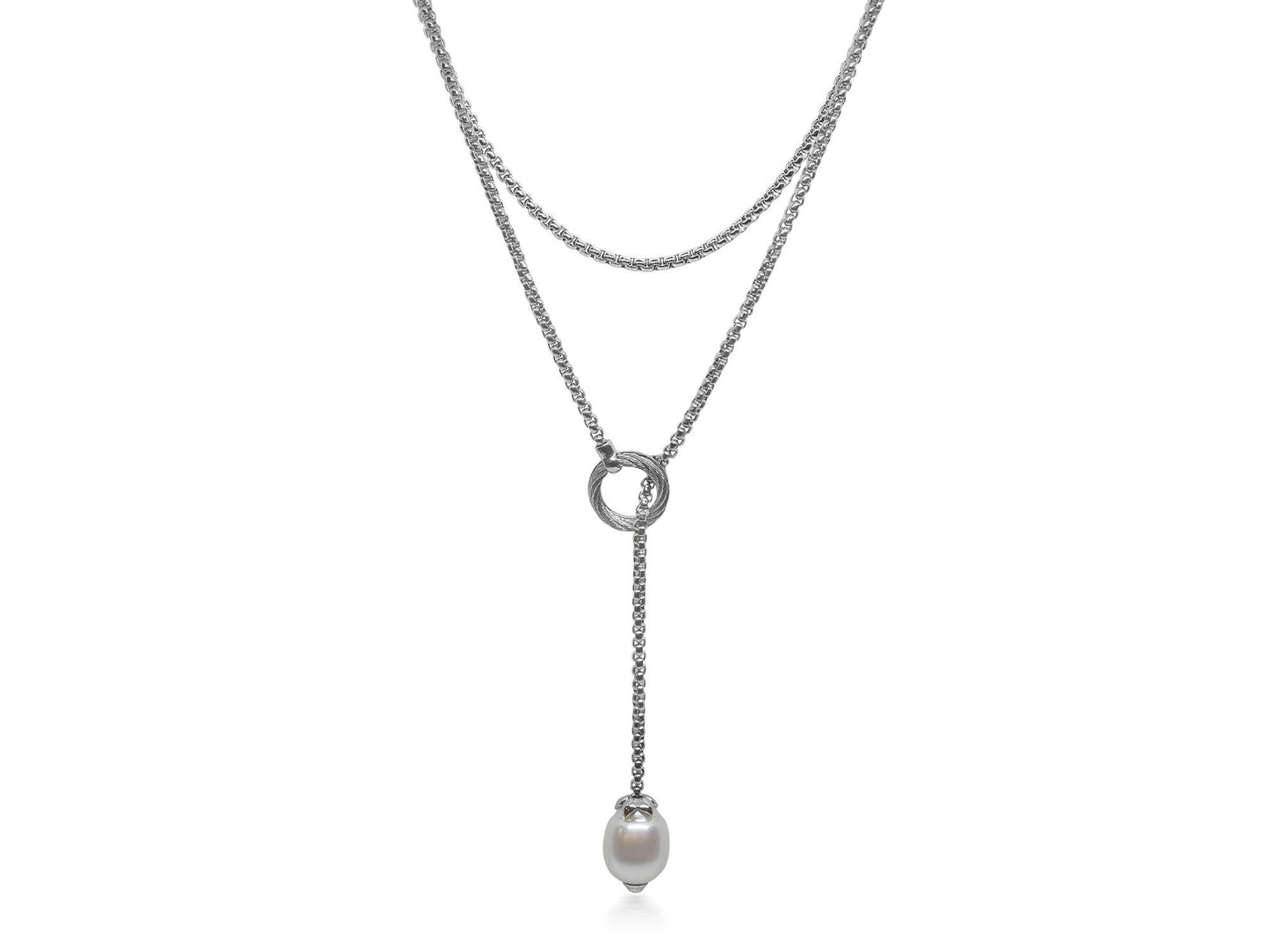 Alor Grey Chain Lariat Necklace 08-32-P061-0 | D07275