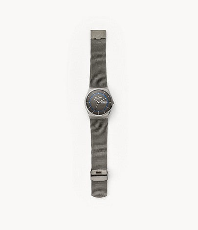 Skagen Melbye Titanium and Charcoal Steel Mesh Day-Date Watch W12669