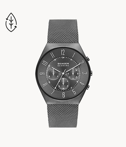 Skagen Grenen Chronograph Charcoal Stainless Steel Mesh Watch W12678