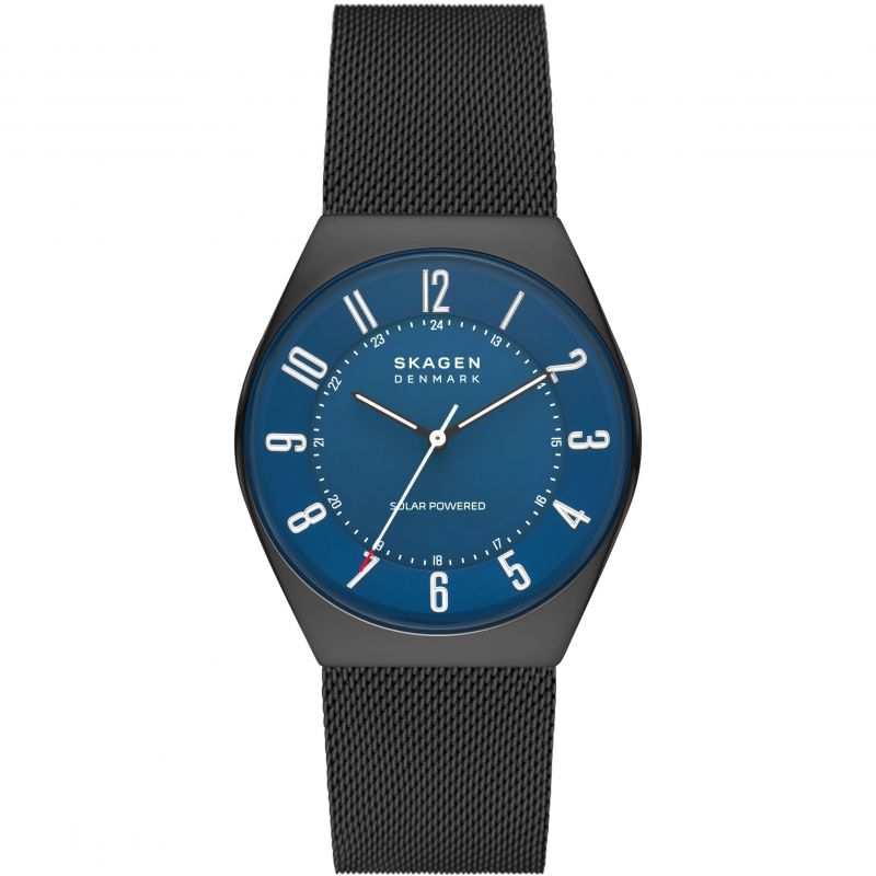 Skagen Grenen Solar-Powered Midnight Stainless Steel Mesh Watch