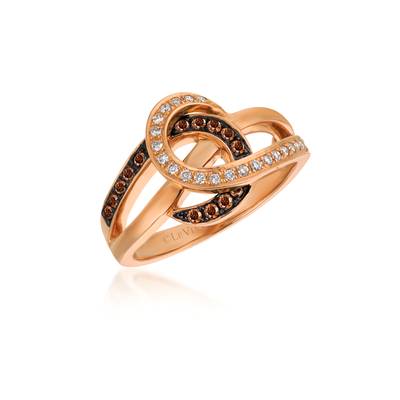 14K Strawberry Gold® Ring with Chocolate Diamonds® 1/6 cts., Vanilla Diamonds® 1/8 cts WIVR1 | R22342
