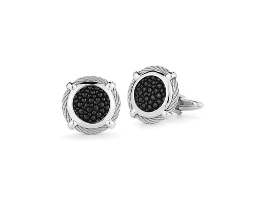 Alor Grey Cable Classic Round Cufflinks 01-12-0002-5 | D06068 D06013