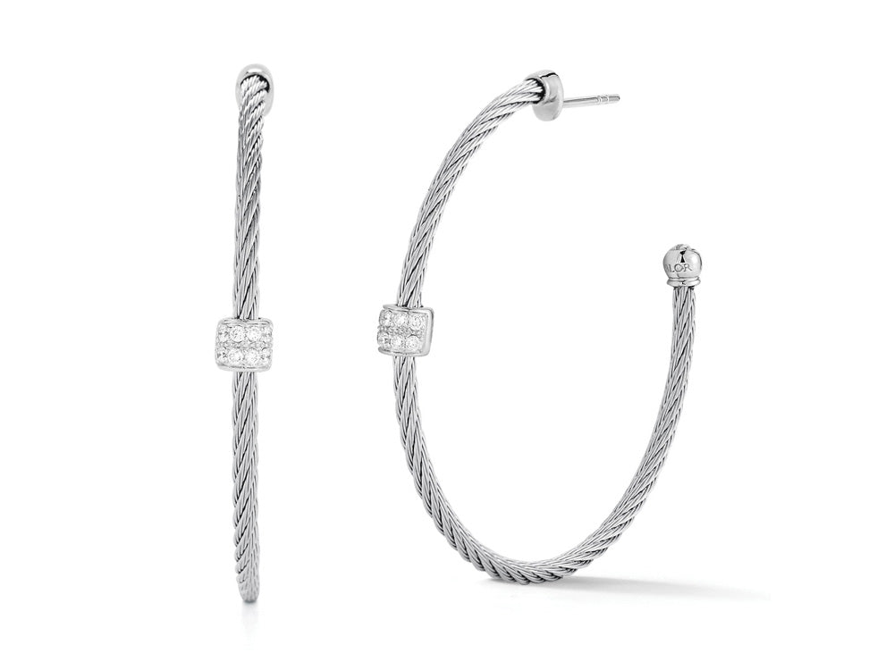 Alor Grey Cable Hoop Earrings 03-32-S178-1 | D05310