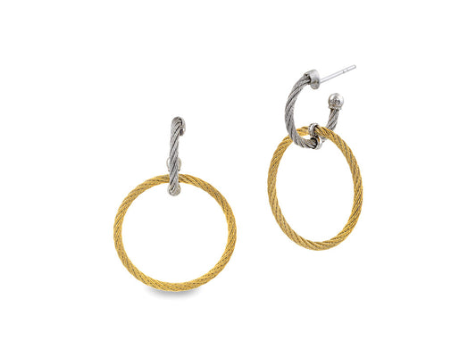 Alor Yellow & Grey Cable Double Hoop Drop Earrings 03-34-9632-0 | D04667