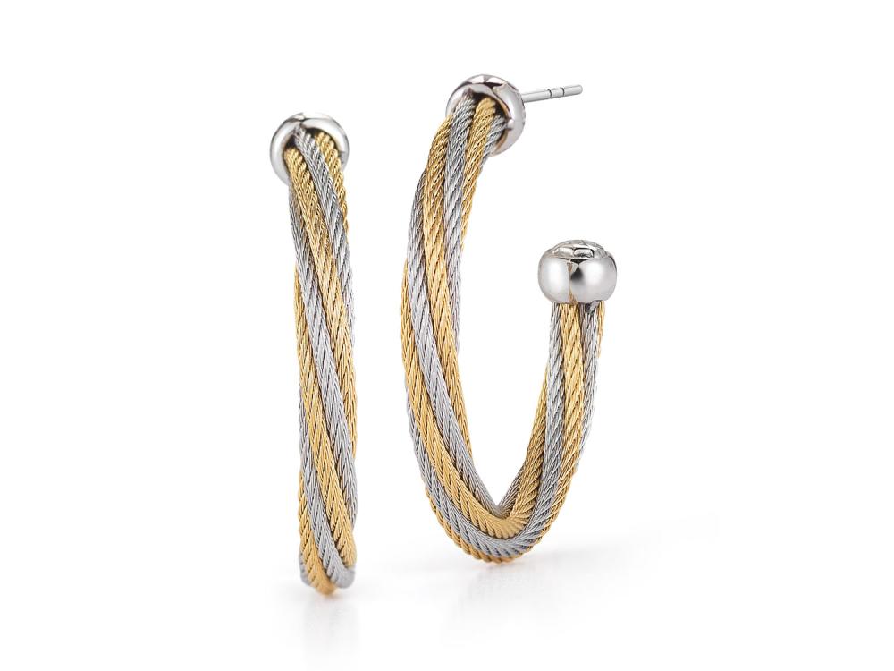 Alor Grey & Yellow  Twisted Cable  Hoop Earrings 03-34-9850-0 | D04660