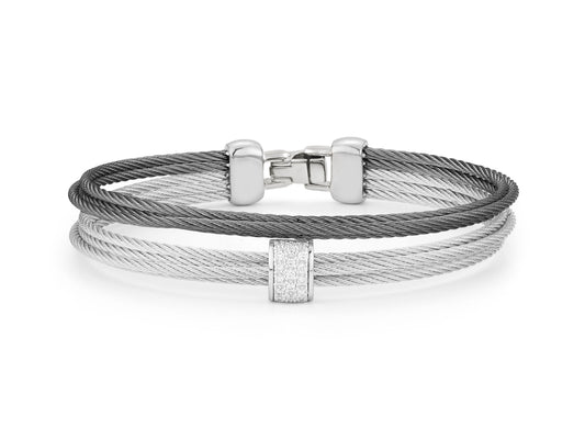 Alor Grey & Steel Grey Small Two Row Simple Stack Bracelet 04-42-S410-1 | D06054