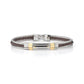 Alor  Grey Cable & Brown Leather Striped Bracelet 04-93-BR06-0 | D04676 D05206