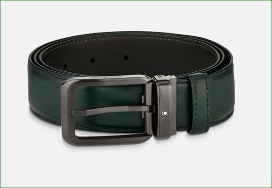 Mont Blanc Green 35 mm leather belt LG01155
