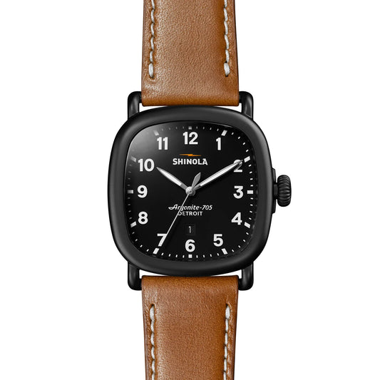 The Guardian Tan Leather Black Dial 41mm Mens Watch - S0120089896 | W11280