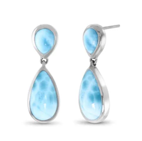 Double Pear Larimar Earrings EBASI09-00 | D03833