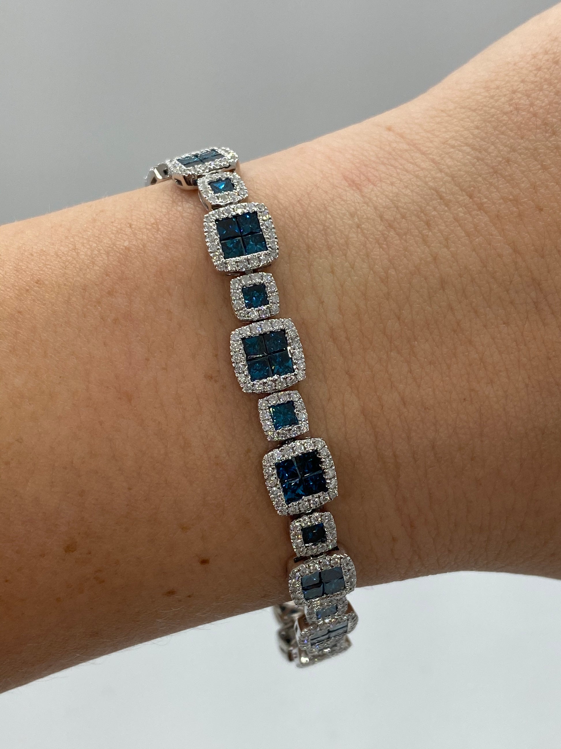 Blue Diamond Bracelet BR03032 - Royal Gems and Jewelry