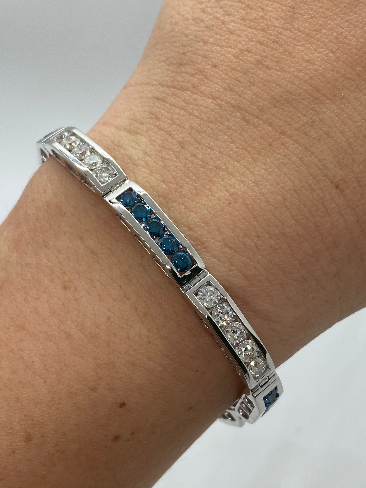 Blue Diamond Bracelet BR03278 - Royal Gems and Jewelry
