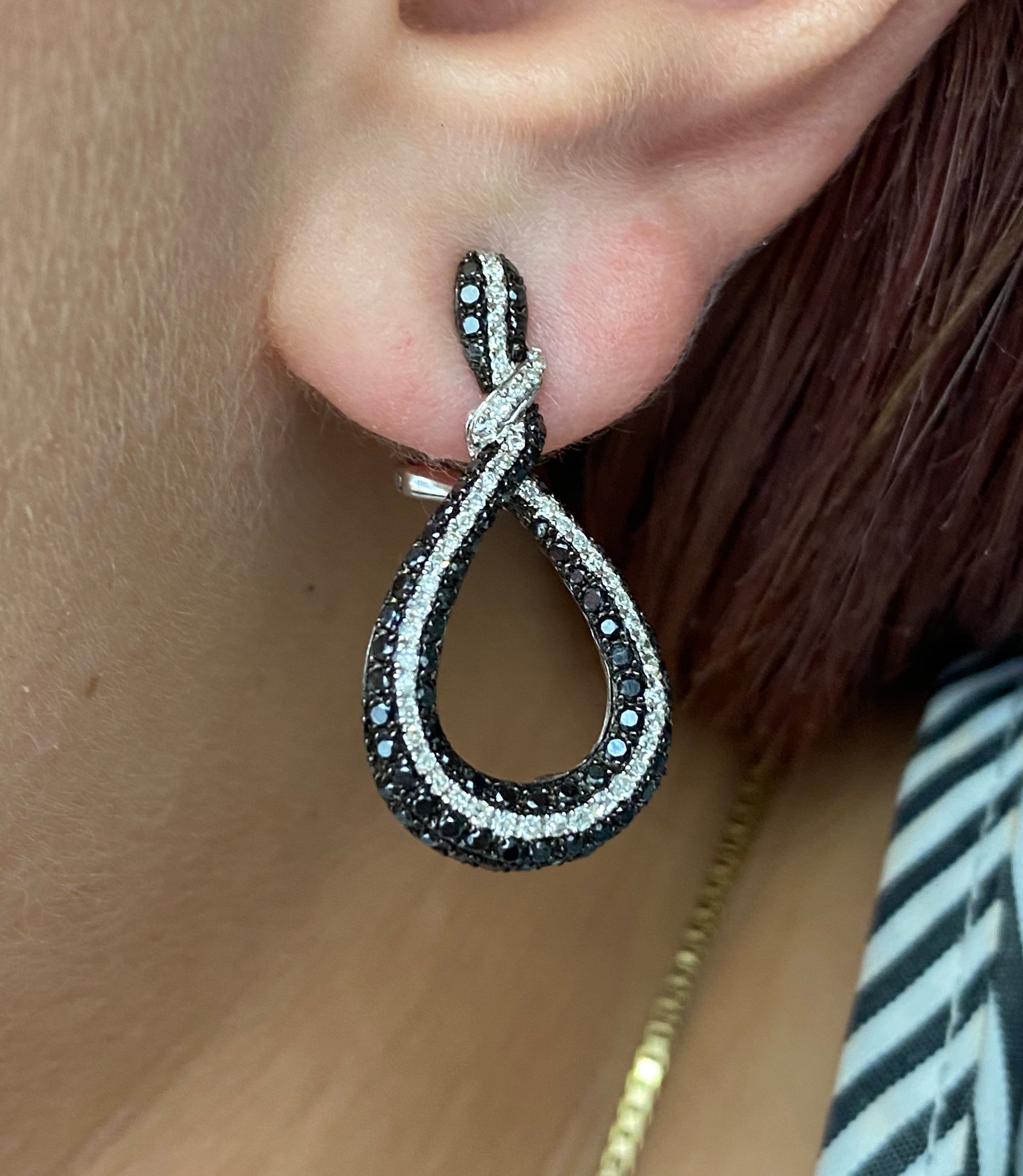Black Diamond Earring E05819 - Royal Gems and Jewelry
