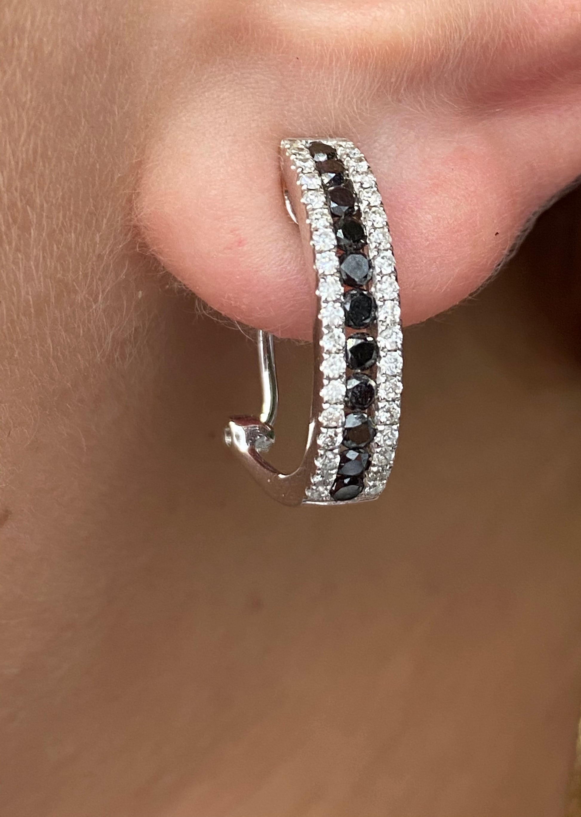 Black Diamond Earring E08219 - Royal Gems and Jewelry