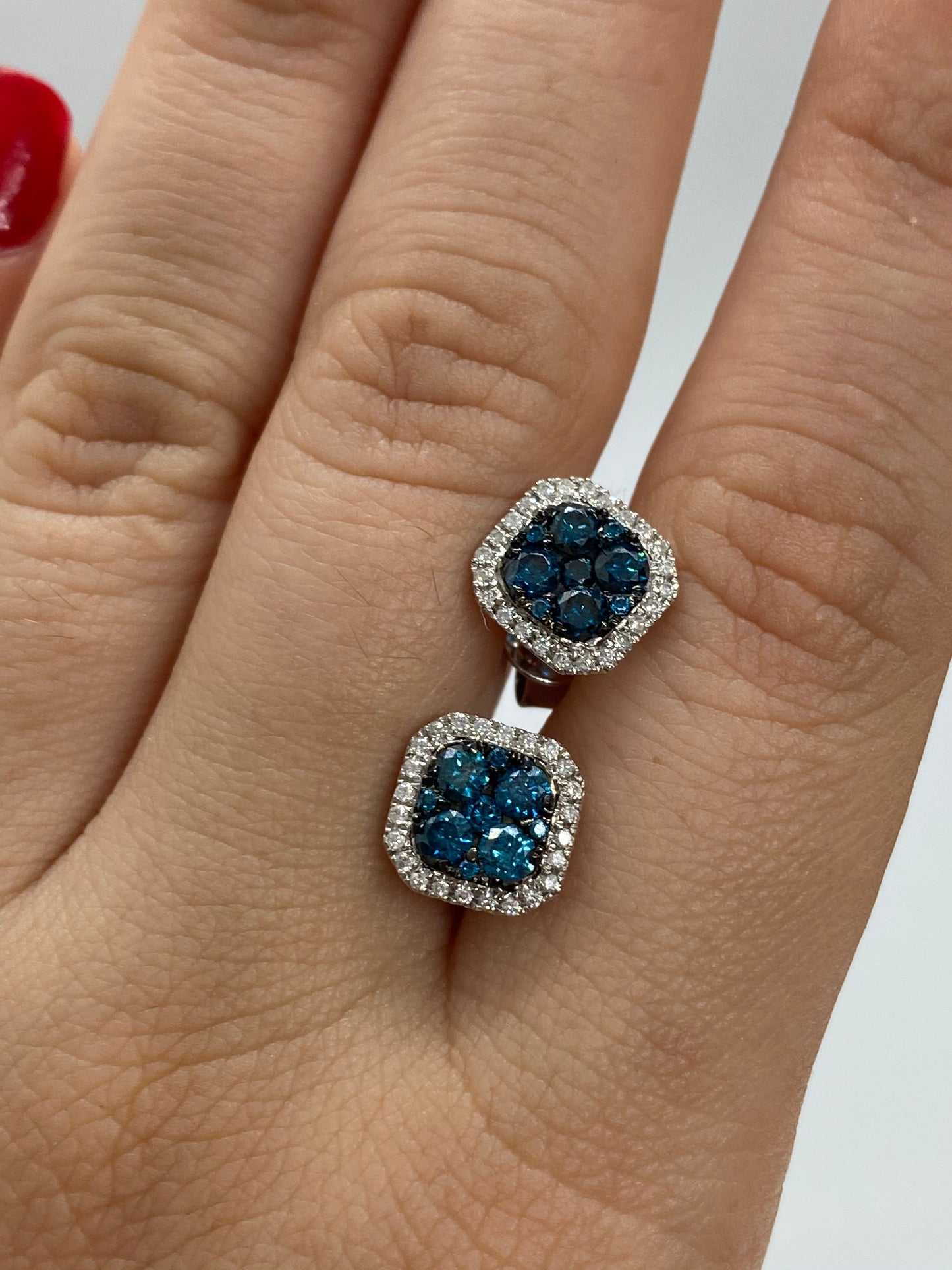 Blue Diamond Earring E10121 - Royal Gems and Jewelry