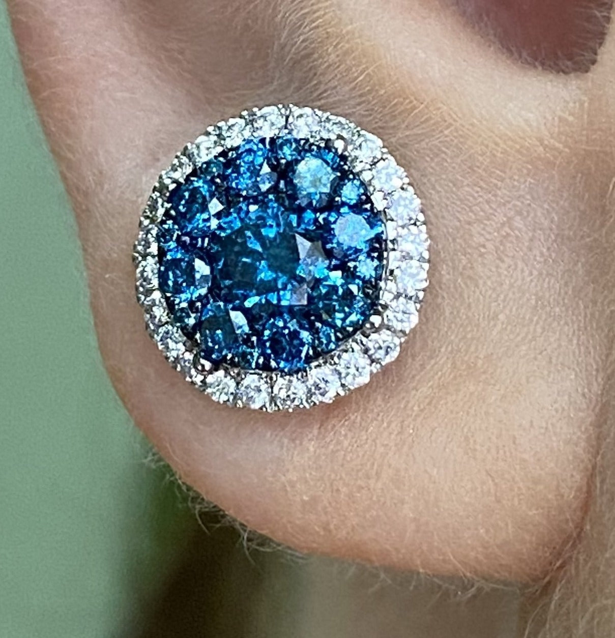 Blue Diamond Earring E11502 - Royal Gems and Jewelry