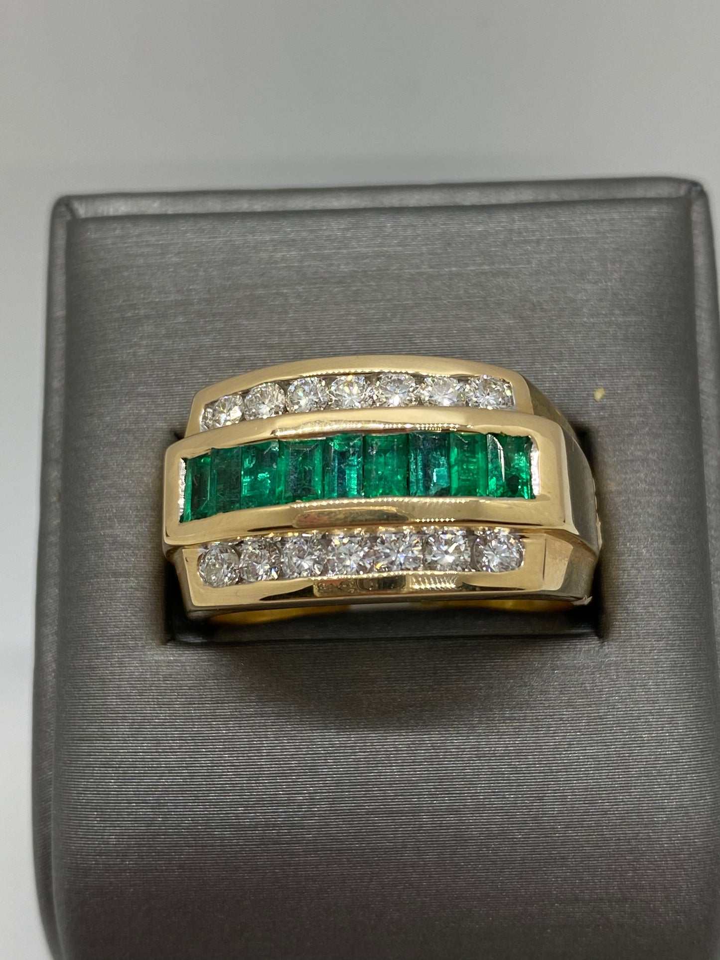 Men's Emerald Diamond Ring E12156 - Royal Gems and Jewelry