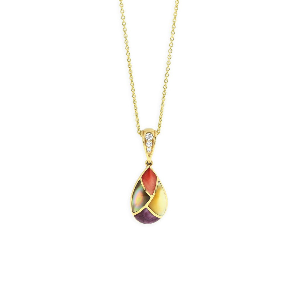 Kabana - 14 KT Yellow Gold Pendant With Inlay AND Diamdons