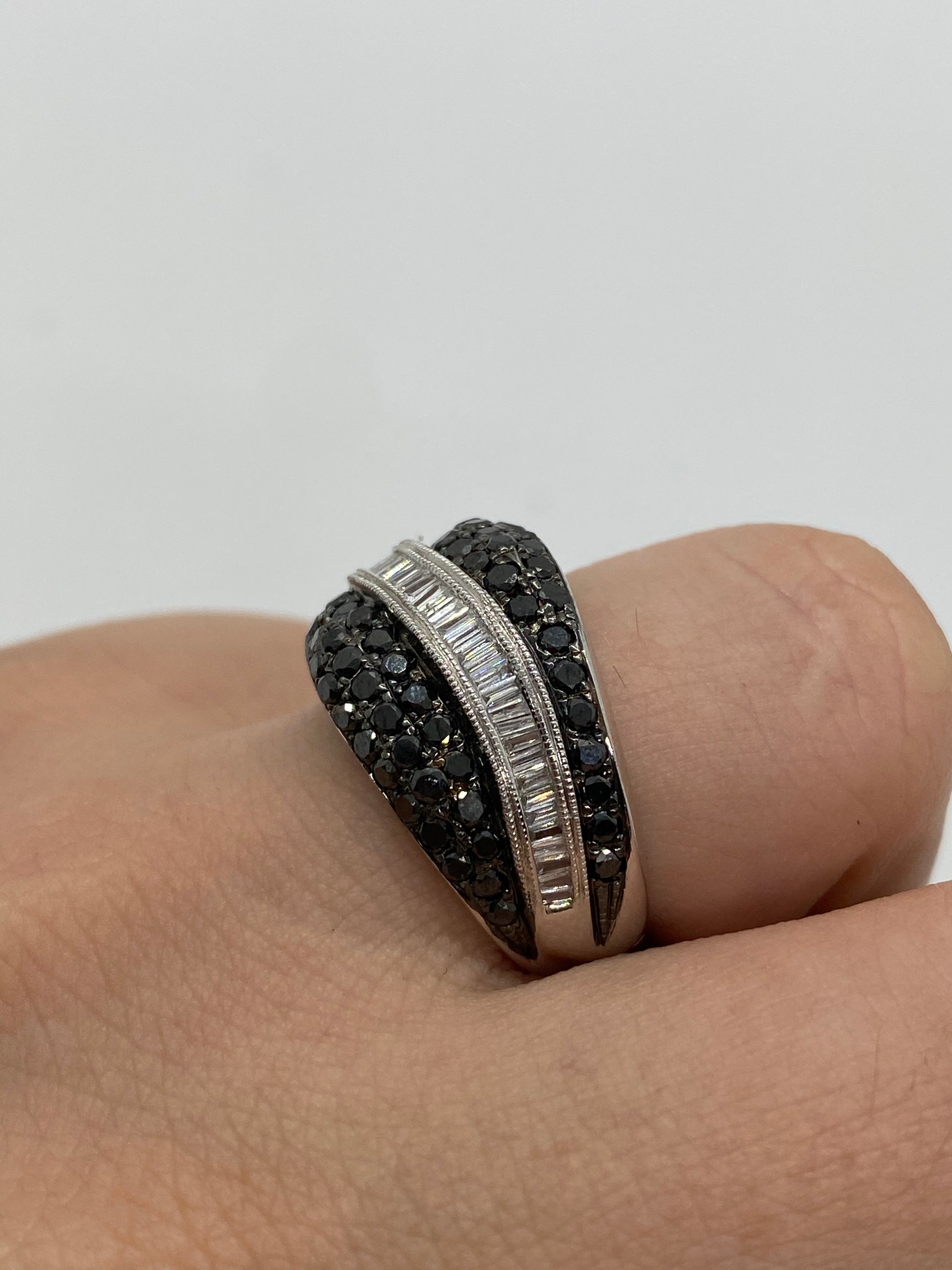 Black Diamond Ring R02515 - Royal Gems and Jewelry