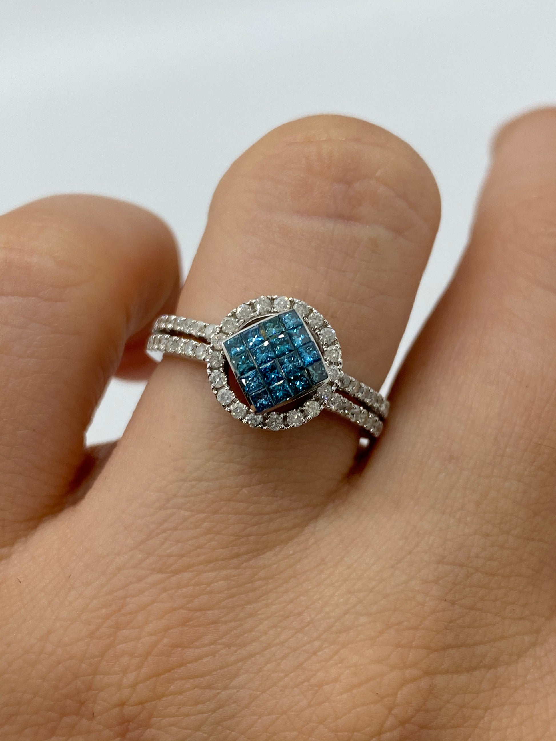 Blue Diamond Ring R03018 - Royal Gems and Jewelry