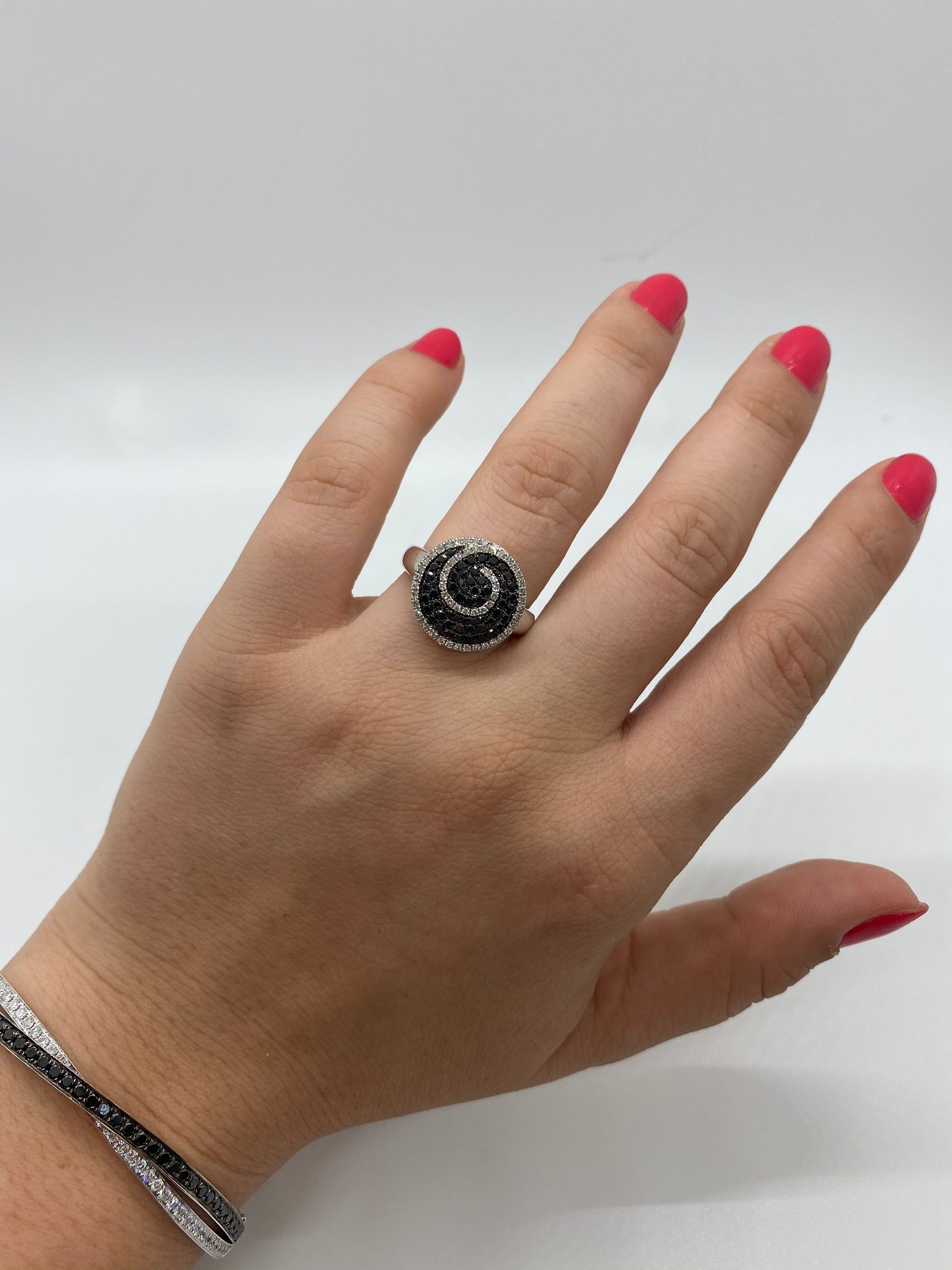 Black Diamond Ring R13395 - Royal Gems and Jewelry
