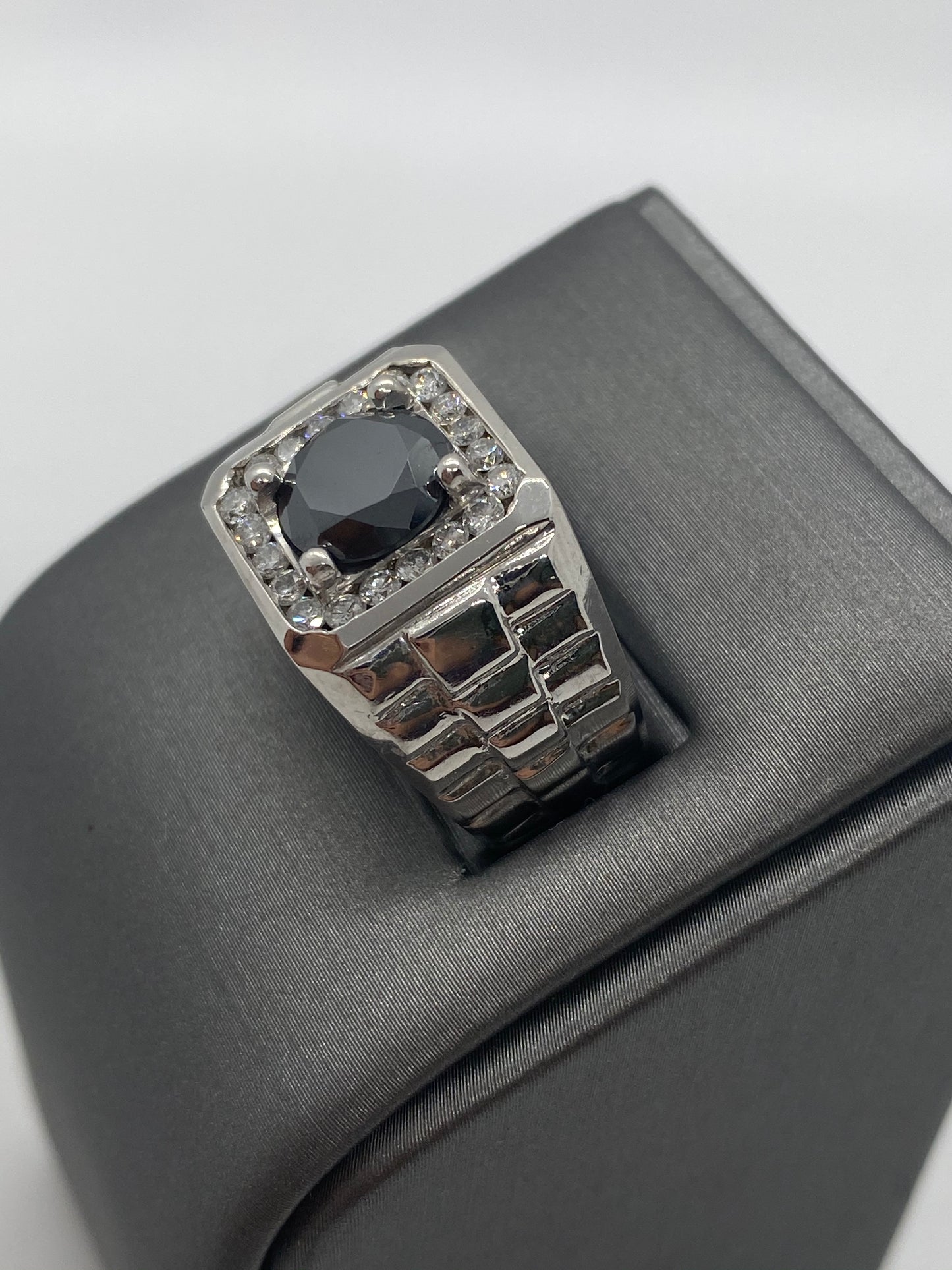 Men's Black Diamond Ring R15762 - Royal Gems and Jewelry