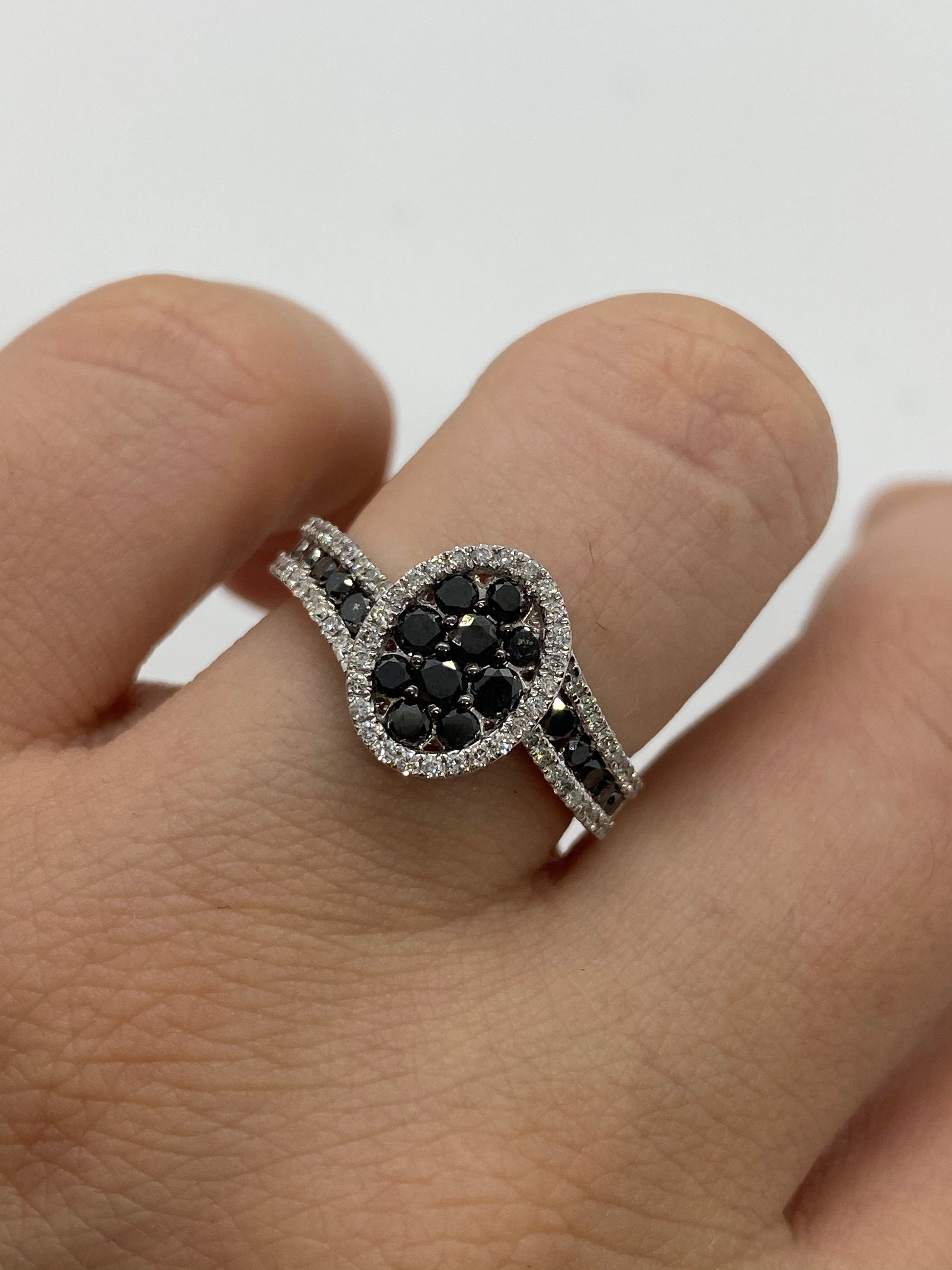Black Diamond Ring R16324 - Royal Gems and Jewelry