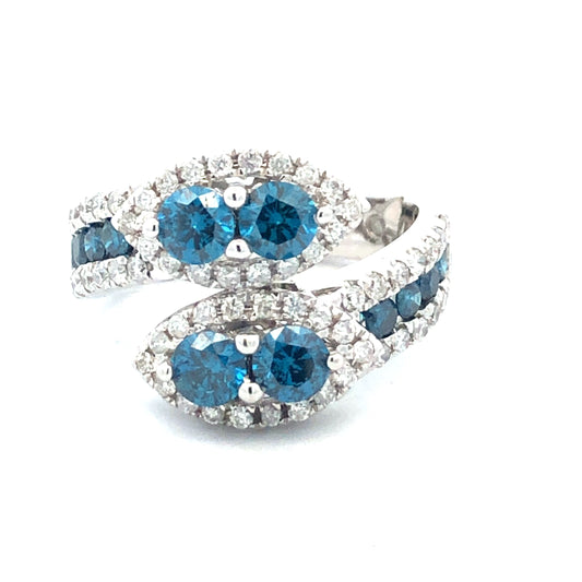Blue Diamond Ring R18039 - Royal Gems and Jewelry