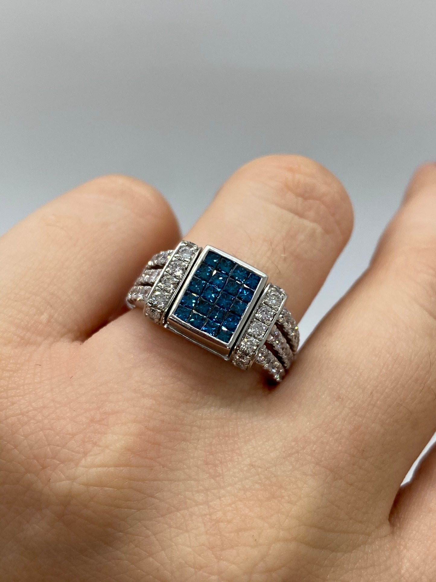 Blue Diamond Ring R20056 - Royal Gems and Jewelry