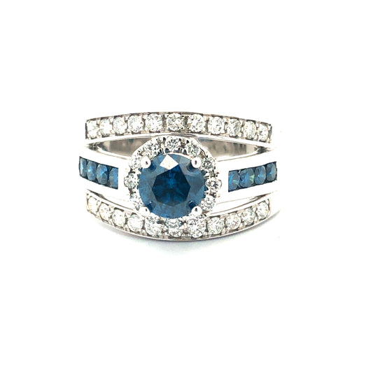 Blue Diamond Ring R20508 - Royal Gems and Jewelry