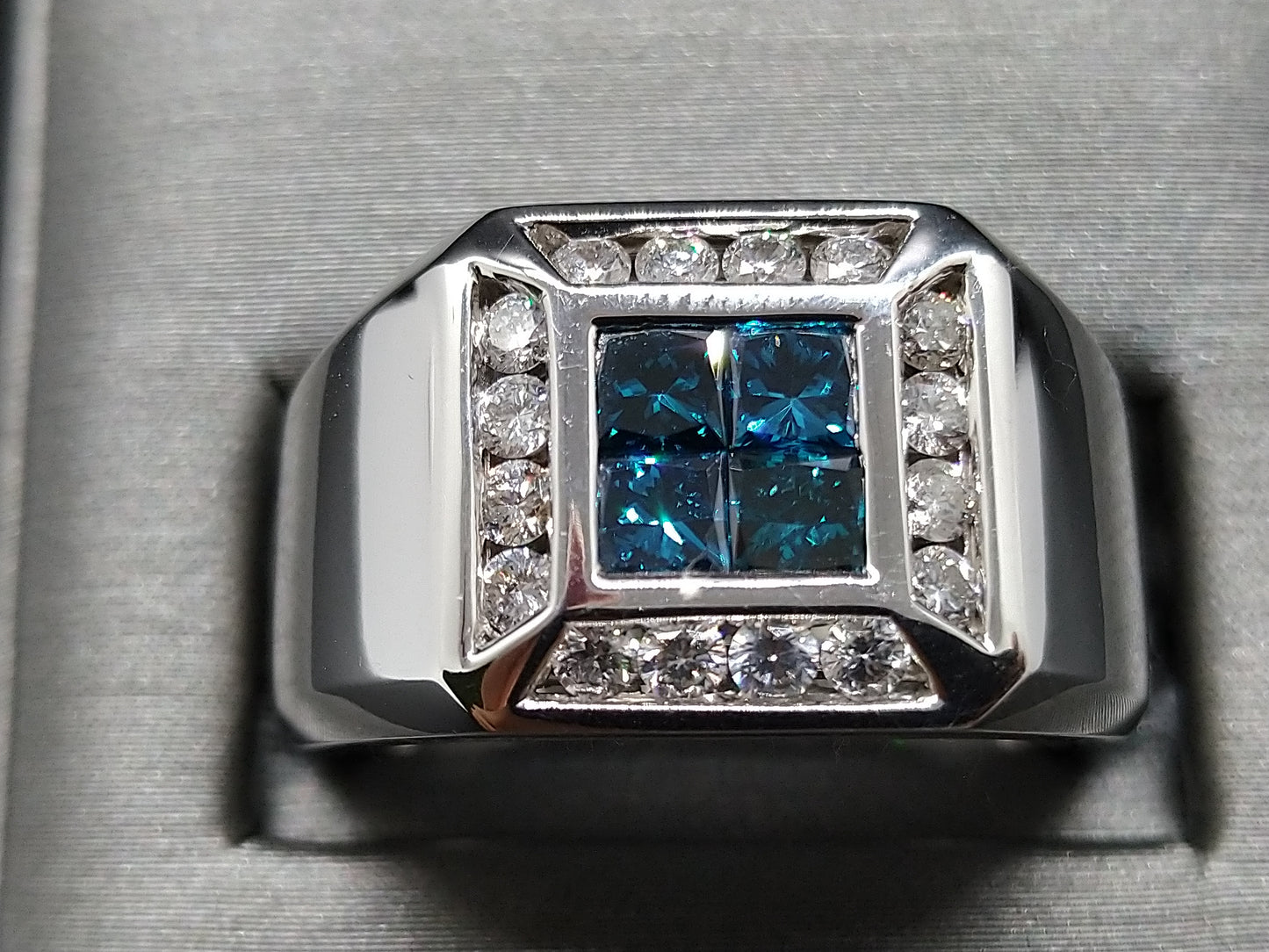 Mens Blue Diamond Ring R20510 - Royal Gems and Jewelry