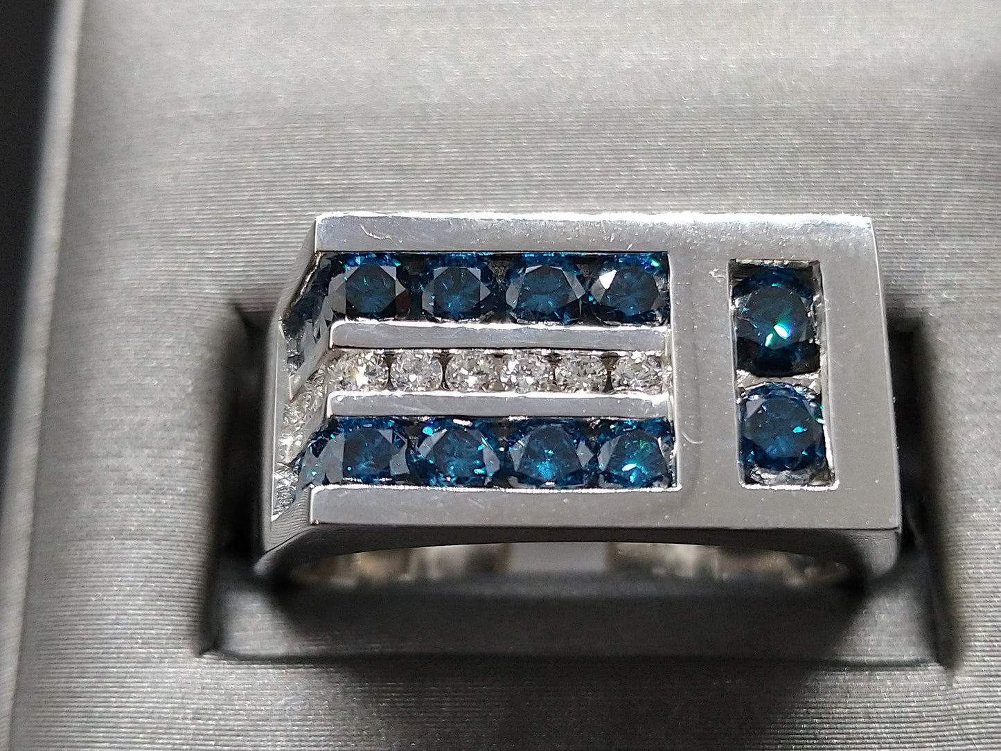 Mens Blue Diamond Ring  R20511 - Royal Gems and Jewelry