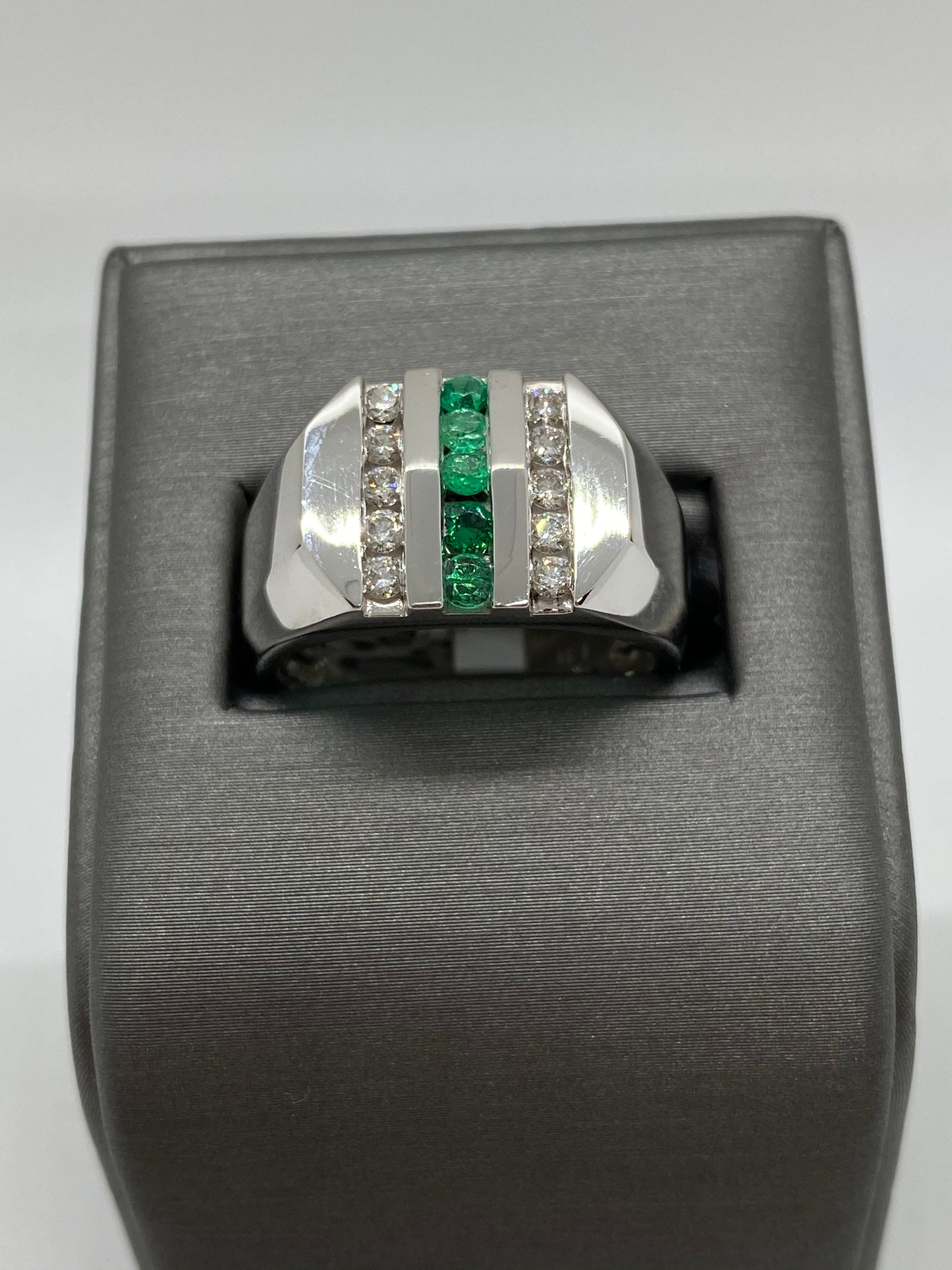 Men's Emerald Diamond Ring R20840 - Royal Gems and Jewelry