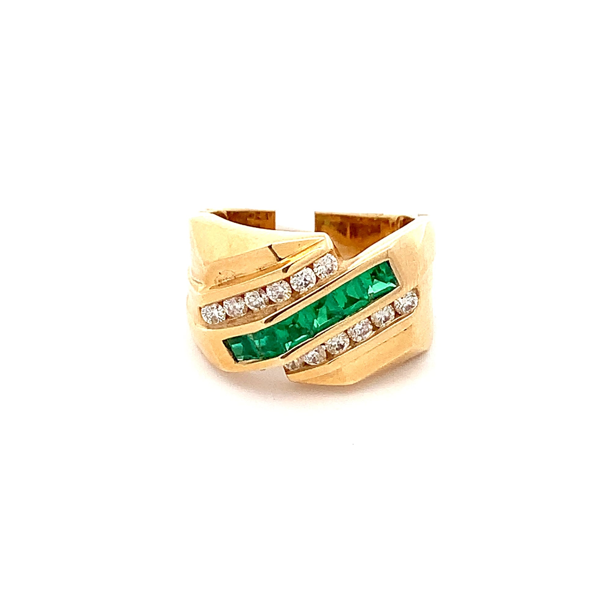 Men's Emerald Diamond Ring R20846 - Royal Gems and Jewelry