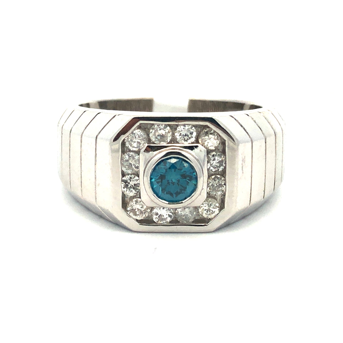 Men's Blue Diamond Ring R22001 - Royal Gems and Jewelry