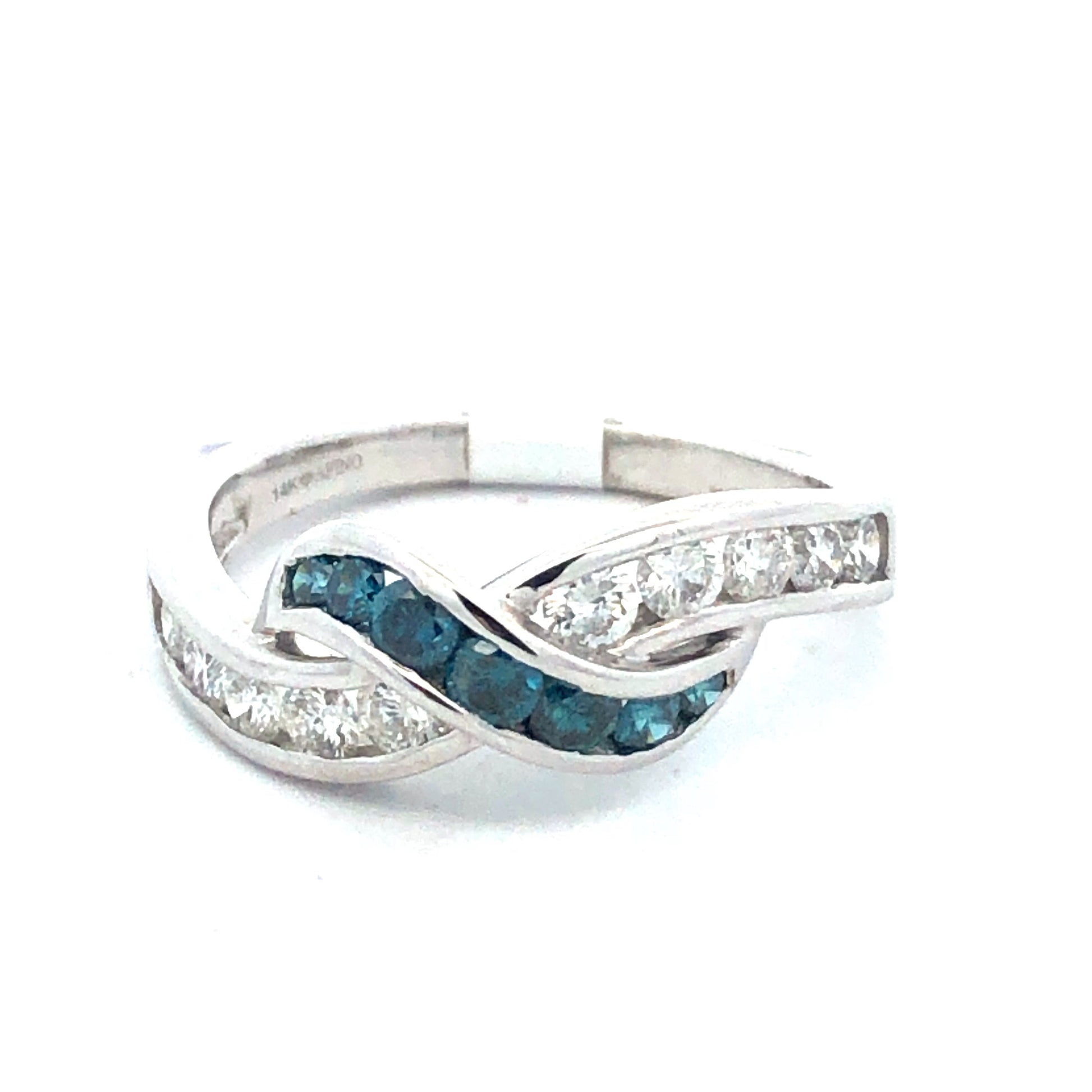 Blue Diamond Ring R23033 - Royal Gems and Jewelry