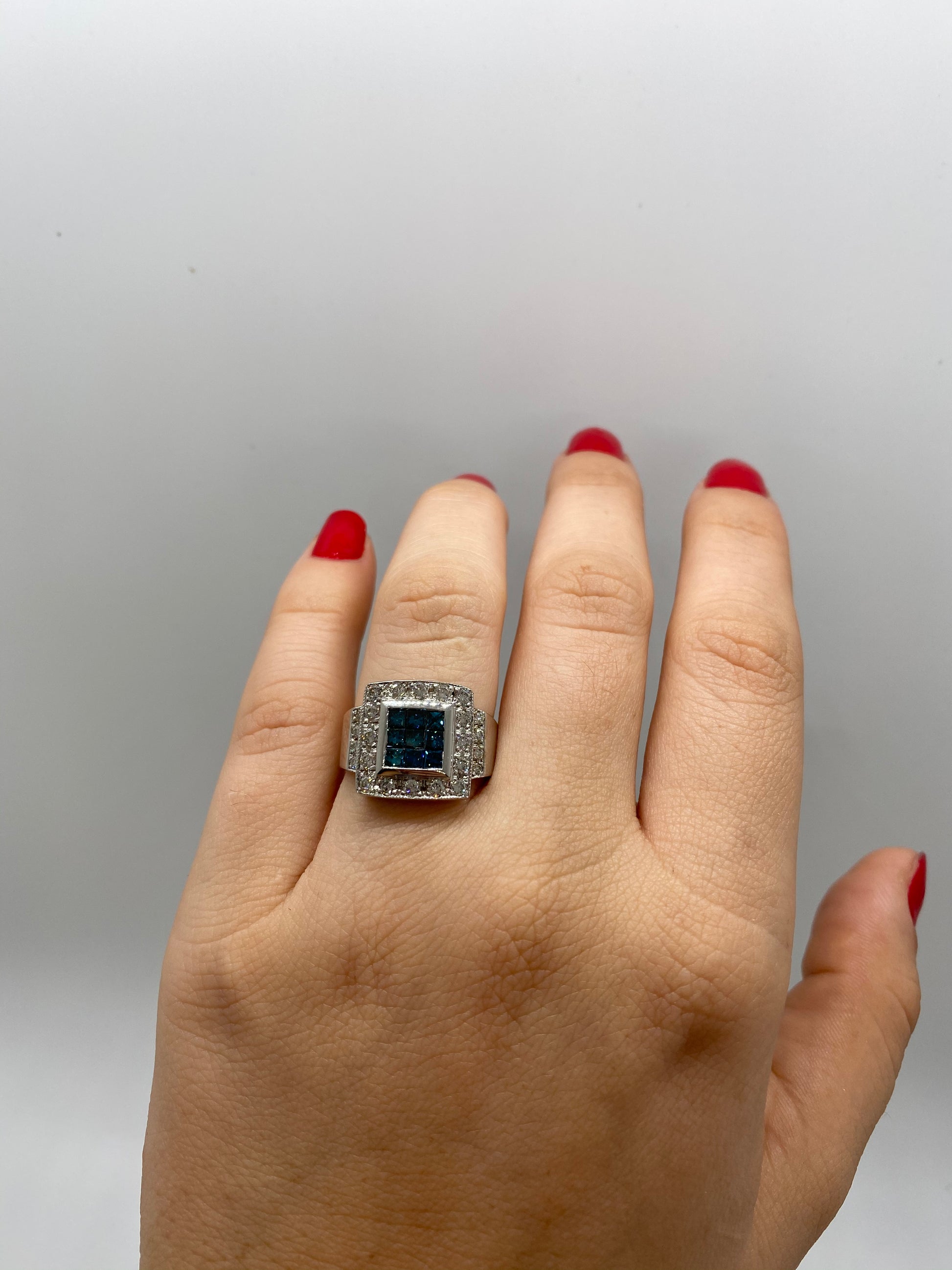 Blue Diamond Ring R23345 - Royal Gems and Jewelry