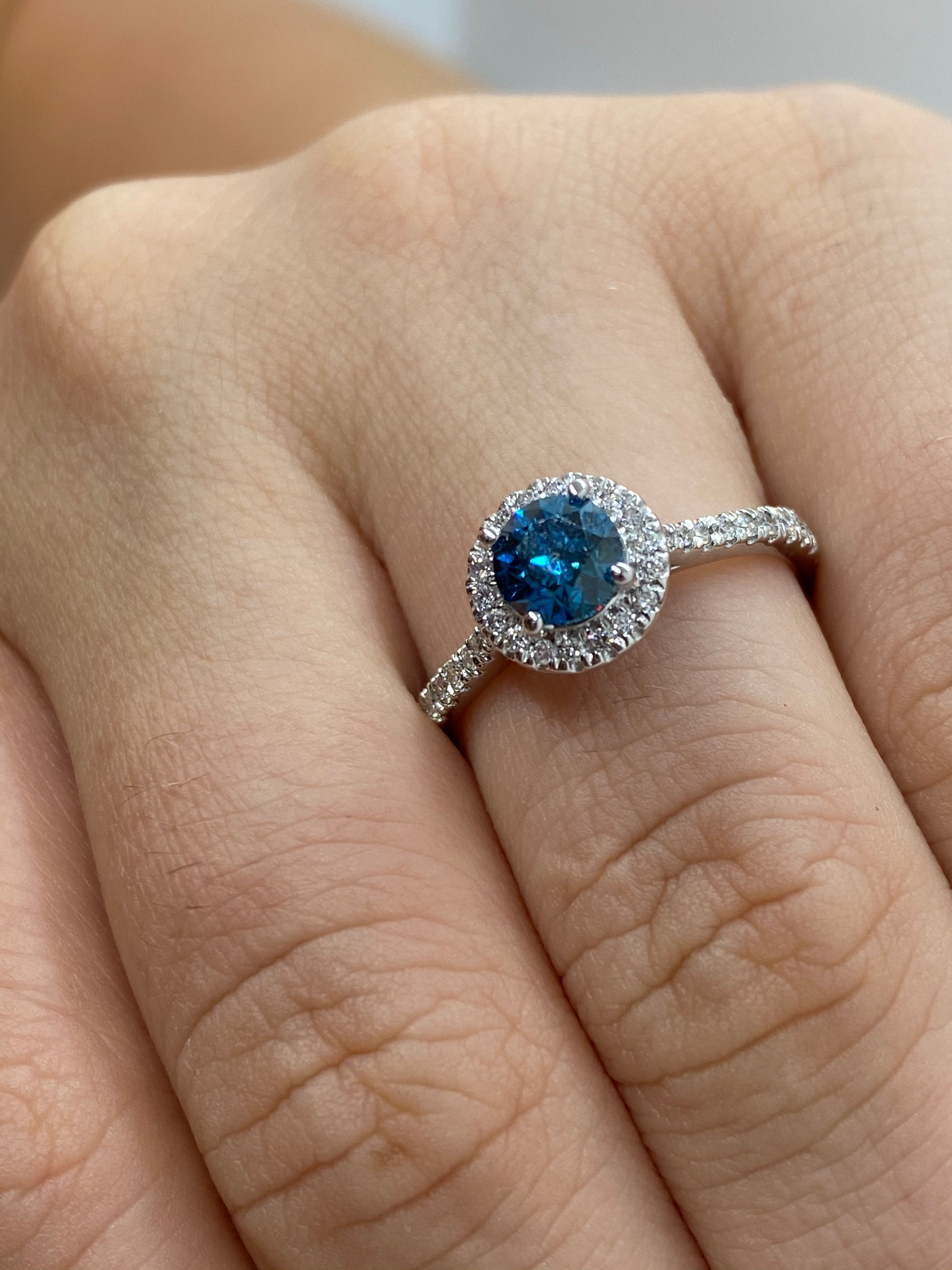 Blue Diamond Ring R23624 - Royal Gems and Jewelry