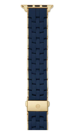 Michele Navy and Gold-Tone Silicone-Wrapped Bracelet Band for Apple Watch MS20GP246400 | ST01088