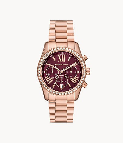Michael Kors Lexington Lux Chronograph Rose Gold-Tone Stainless Steel Watch W12709