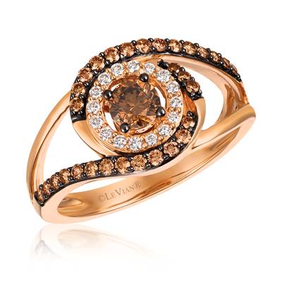 14K Strawberry Gold® Ring with Chocolate Diamonds® 5/8 cts., Vanilla Diamonds® 1/10 cts YQVL22 | R22345