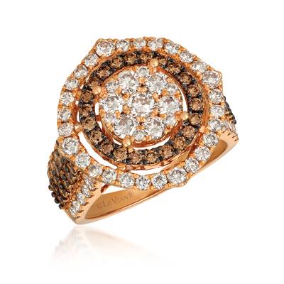 14K Strawberry Gold® Ring with Nude Diamonds™ 1 3/4 cts., Chocolate Diamonds® 7/8 cts YRCT30 | R22371