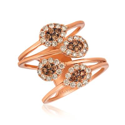 14K Strawberry Gold® Ring with Chocolate Diamonds® 1/3 cts., Nude Diamonds™ 3/4 cts YRDF44 | R22333