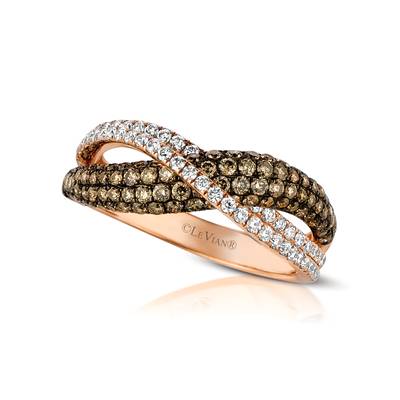 14K Strawberry Gold® Ring with Chocolate Diamonds® 3/4 cts., Vanilla Diamonds® 1/3 cts. ZUFX74 | R22341