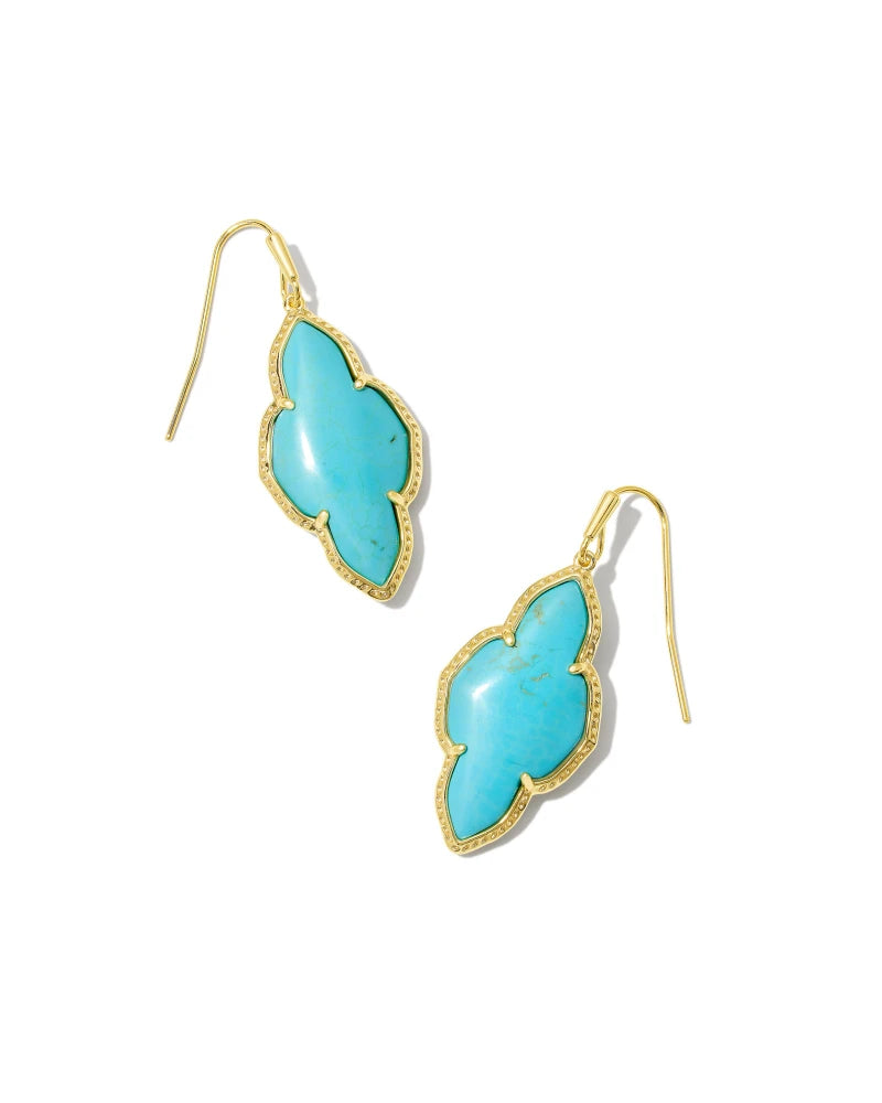 Abbie Gold Drop Earrings in Variegated Turquoise Magnesite | 9608801905