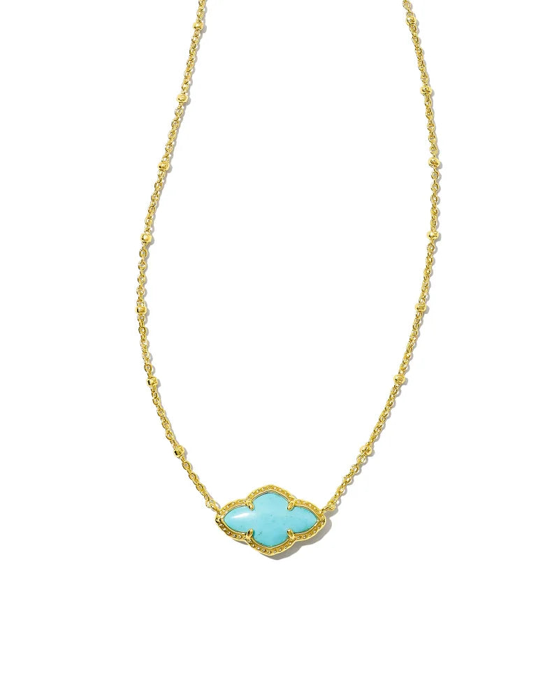 Abbie Gold Pendant Necklace in Variegated Turquoise Magnesite | 9608802195