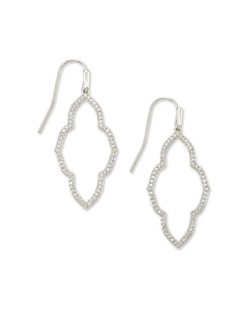 Abbie Silver Small Open Frame Earrings in White Crystal | 4217719626