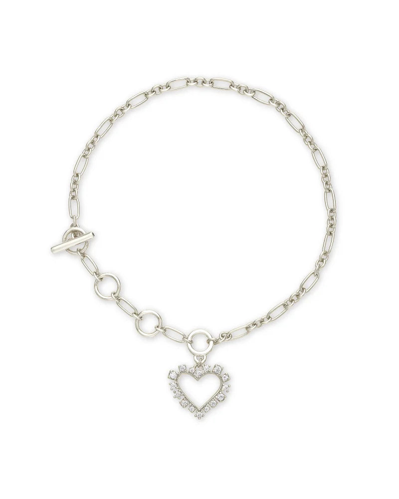 Ari Heart Silver Delicate Bracelet in White Crystal | 4217719666