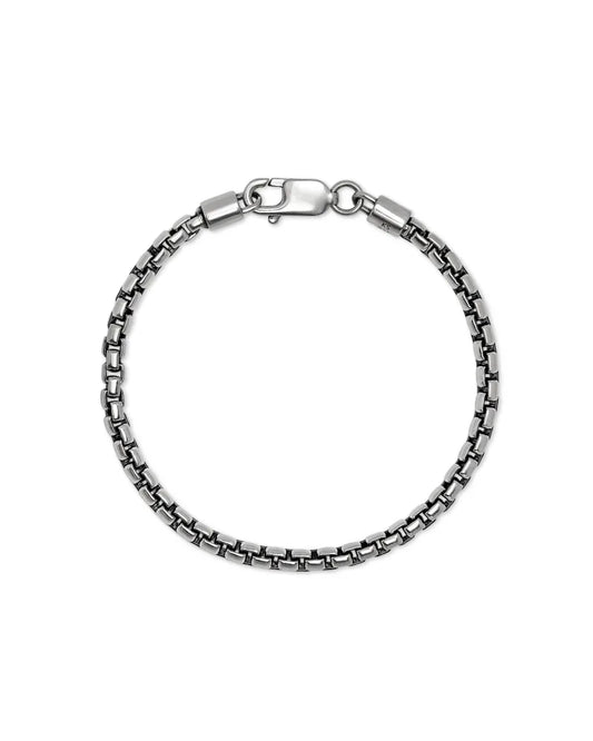 Beck Round Box Chain Bracelet in Oxidized Sterling Silver | 9608800615